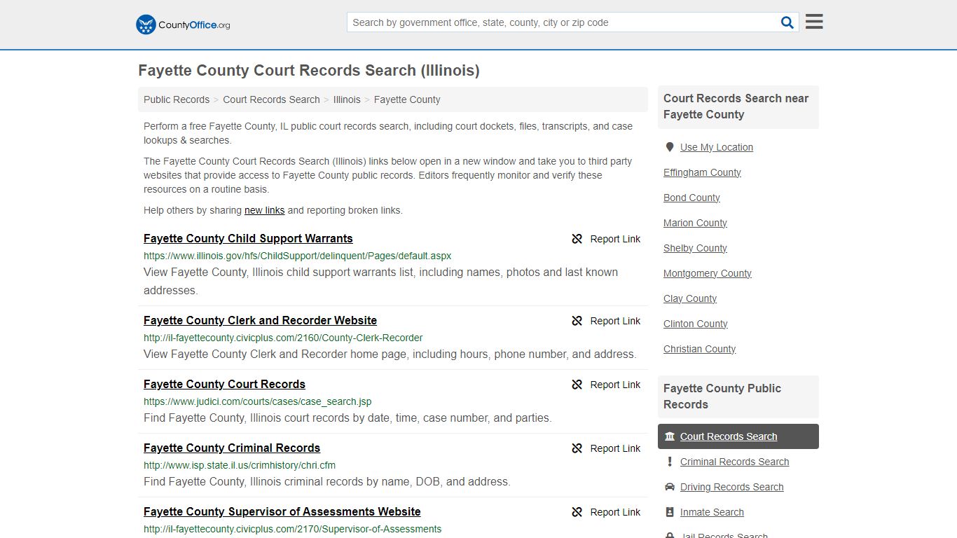Fayette County Court Records Search (Illinois) - County Office